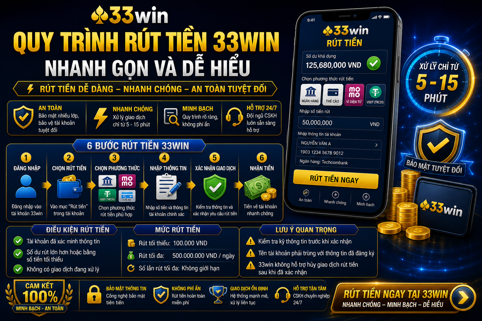Quy Trình Rút Tiền 33win – Nhanh Gọn Và Dễ Hiểu